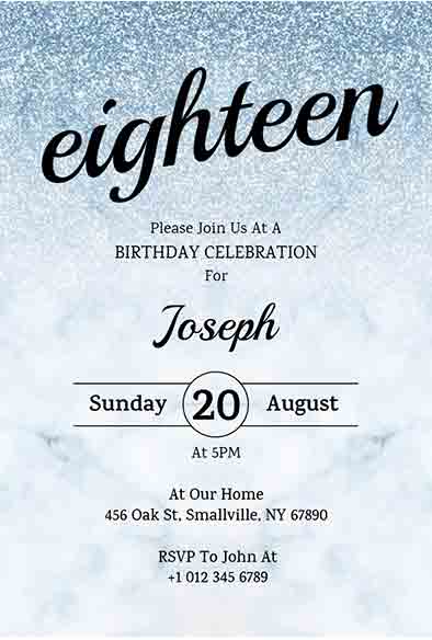 Glitter 18th Birthday Invitation Template