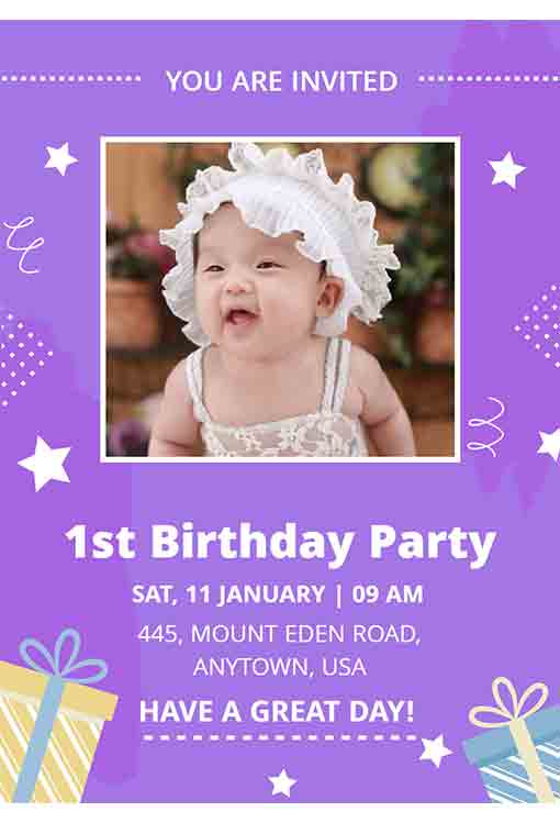 1st Birthday Invitation Templates - Free | Customizable