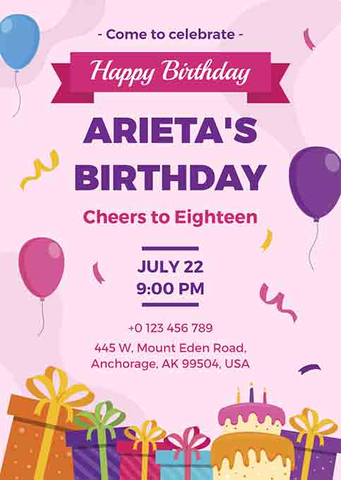 Pale Rose 18th Birthday Invitation Templates