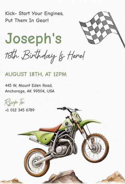 Watercolor 18th Birthday Invitation Template
