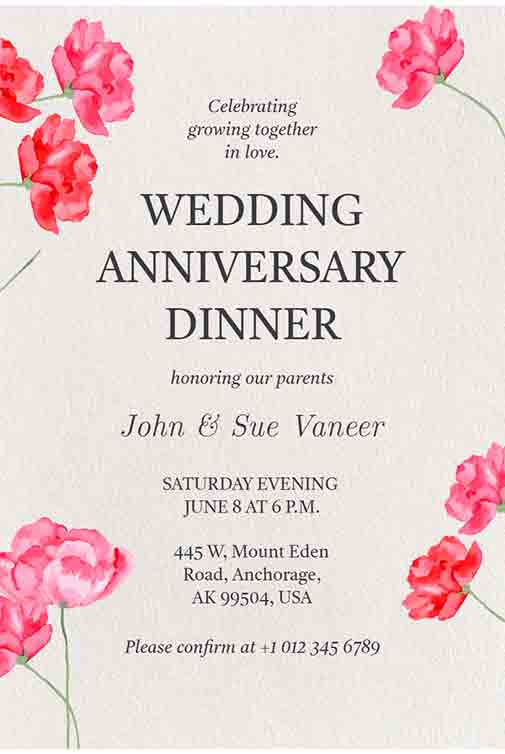 Anniversary Invitation Templates - Free | Edit | Download