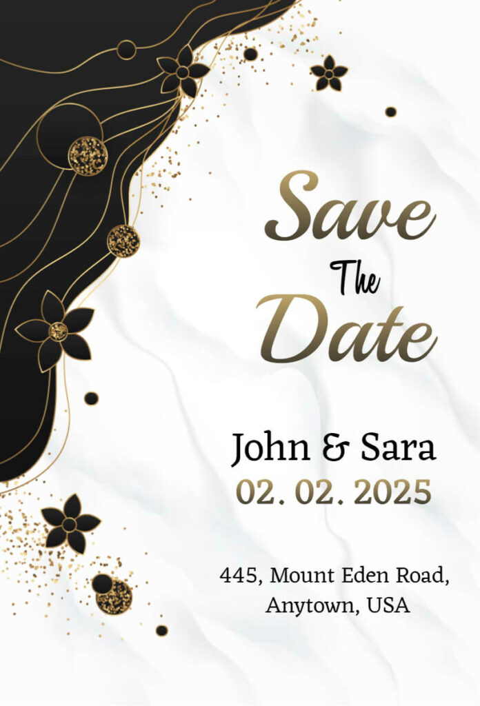 Black and White Save The Date Invitation