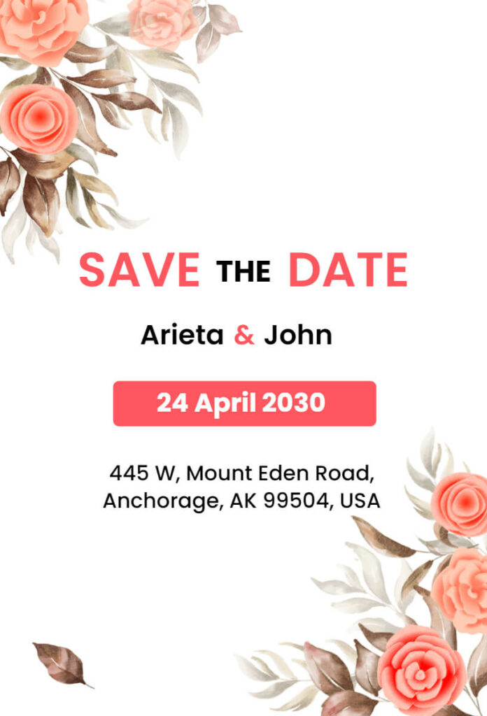 Floral Save The Date Invitation