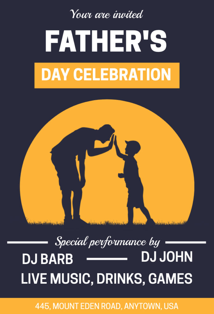 Ebony Clay & Yellow Orange Father's Day Invitation Design