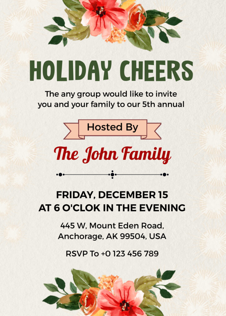 Ecru White and Parchment Holiday Invitation Template