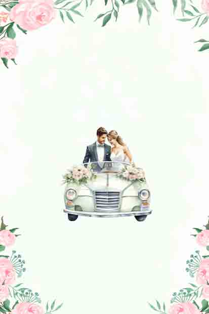 Car Illustrated Wedding Invitation