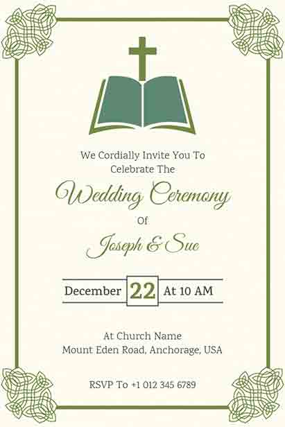 Simple Celtic Wedding Ceremony Invitation