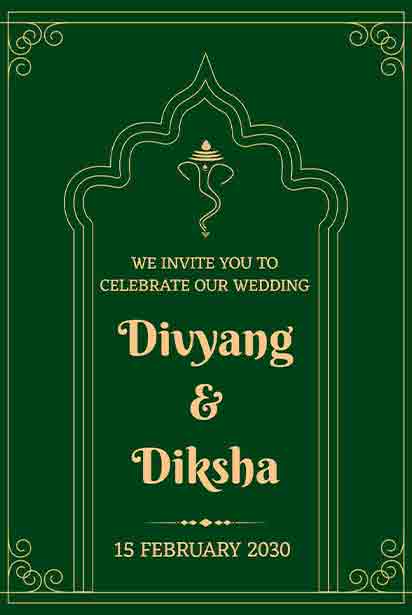 Dark Green Wedding Invitation 