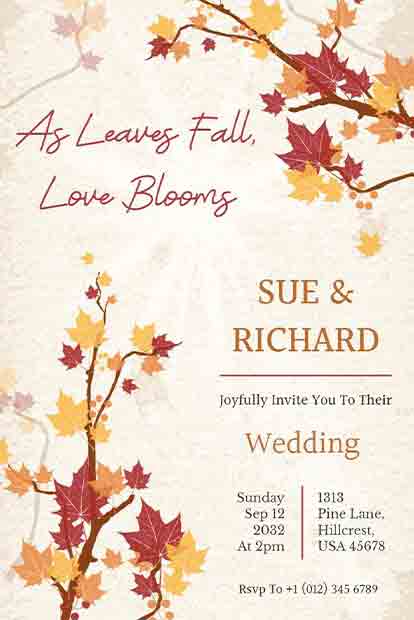 Fall Wedding Invitation Templates Free Customizable Fall Wedding Invitation Templates Free Customizable