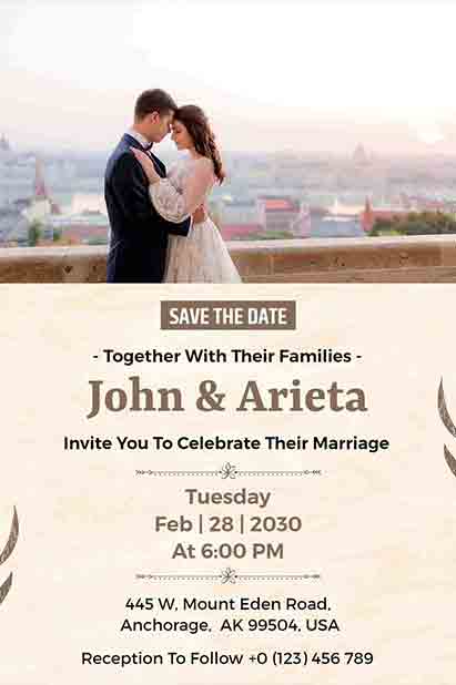 Floral Vintage Photo Wedding Invitation 