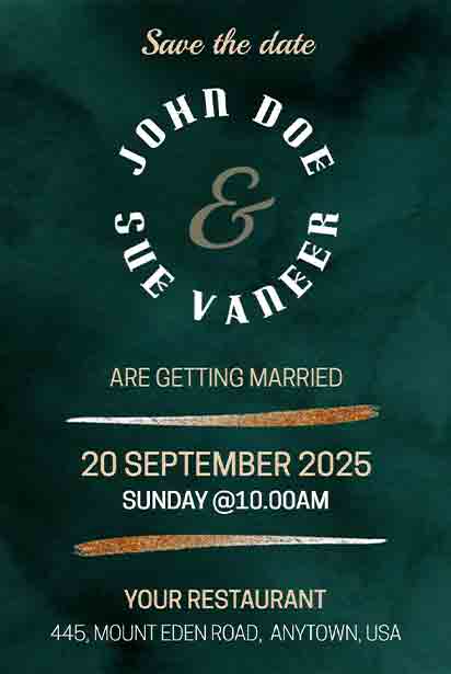 Madras And Green Pea Portrait Wedding Invitation 