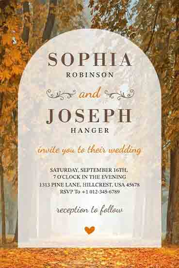 Nature Inspired Fall Wedding Invitation Template