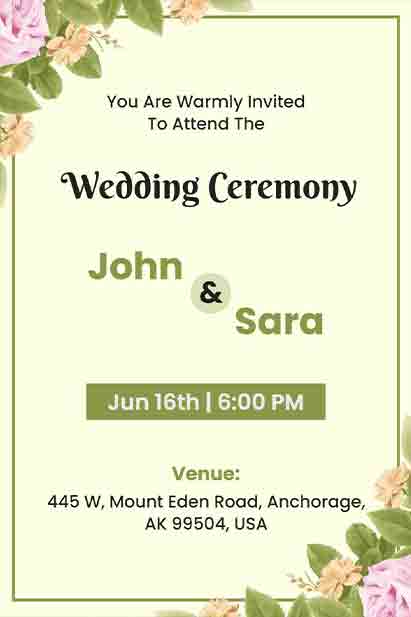 Off White Floral Wedding Invitation