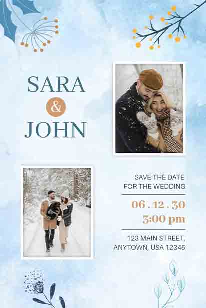 Photo Watercolor Wedding Invitation