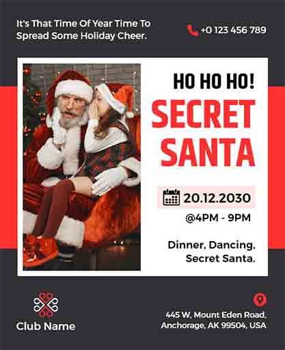 Secret Santa Photo Invitation Template
