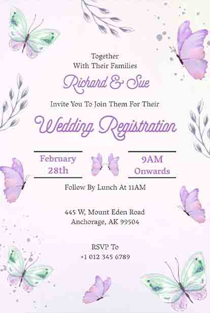 Watercolor Butterfly Wedding Invitation