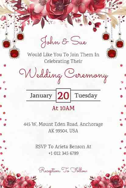 Watercolor Ruby Wedding Invitation 
