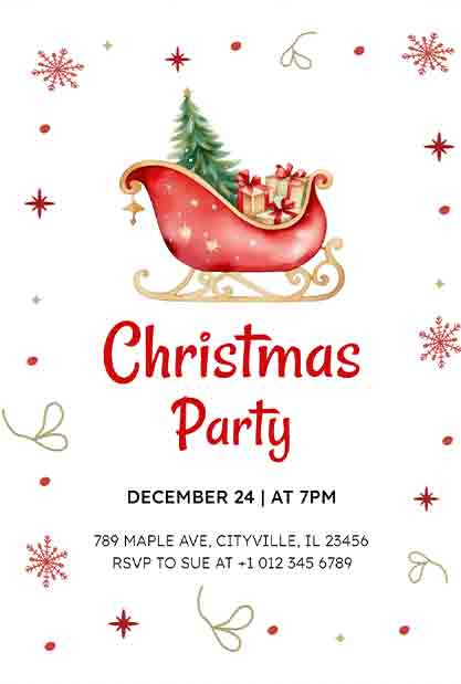 White Red Merry Christmas Invitation Template