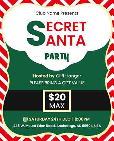 White Secret Santa Party Invitation Template