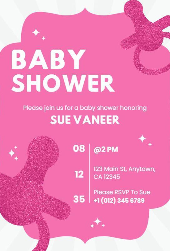 Baby Shower Invitation Design With Cute Illustrations