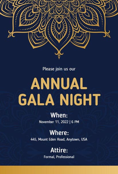 Bunting and Rob Roy Gala Invitation Design in Portrait Orientation