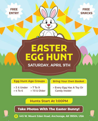 Easter Egg Hunt Flyer with Bunny and Event Details