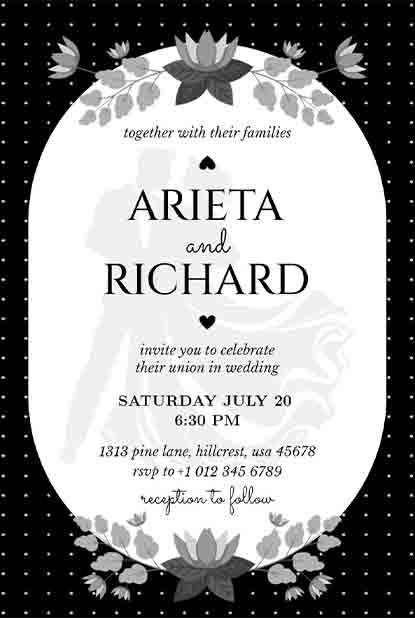 Elegant Floral Border Wedding Invitation Design