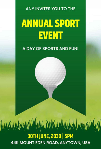 Green Annual Sport Event Invitation Design with Dynamic Layout