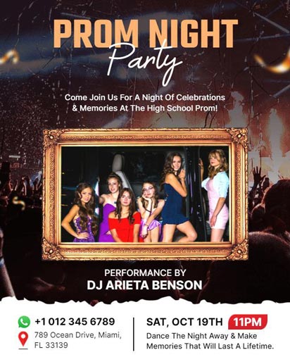 Celebrate in style with our high school prom night party poster template