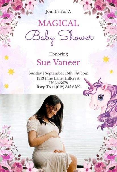 Magical Unicorn Baby Shower Invitation Design with Whimsical Details