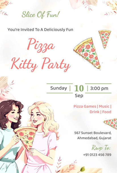 Pizza Kitty Party Invitation Template: Purrfectly fun and cheesy invitation for a memorable gathering