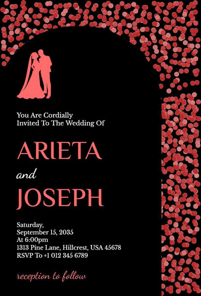 Classic Black and Red Wedding Invitation Design with Timeless Elegance