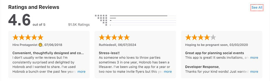 Hobnob App Rating