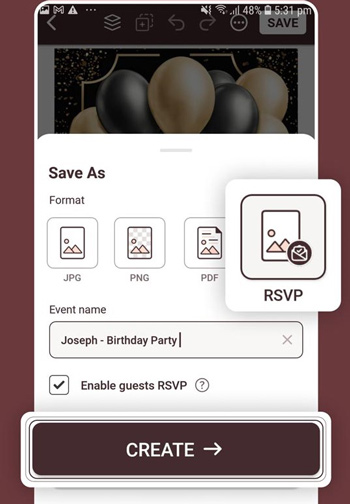 Personalize RSVP Details