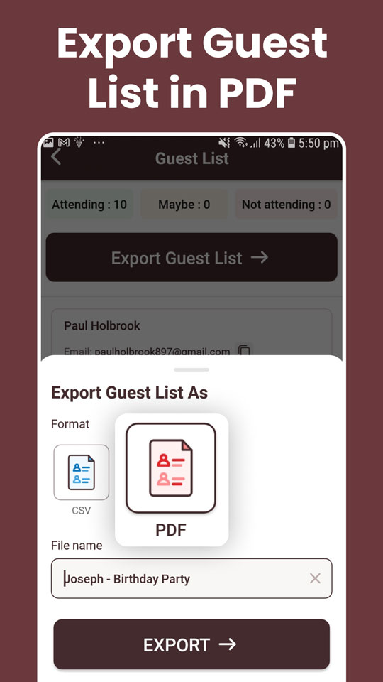 Print your RSVP card or share it digitally for easy responses