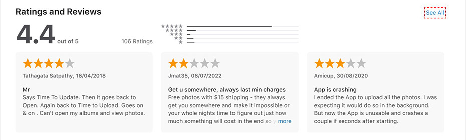 Shutterfly App Rating