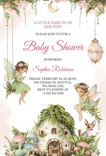fairy-themed RSVP invitation template for a baby shower
