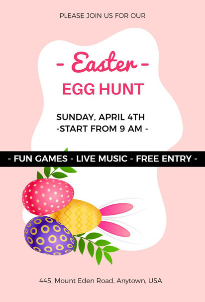 Classy Pink Easter Egg Hunt Invitation Template for Fun Parties