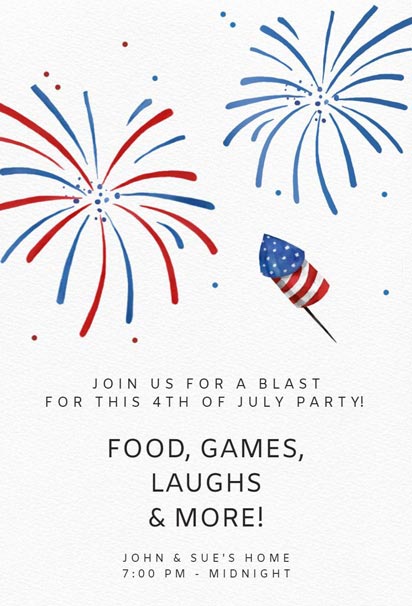 Sparkles 4th of July Party Invitation Template with Glow