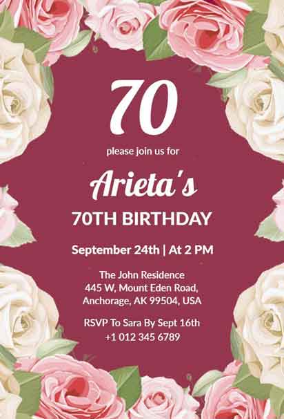 70th Birthday Invitation 2025 with a Modern and Festive Design