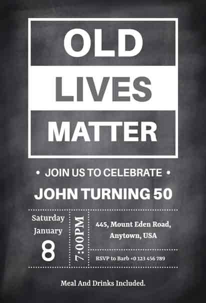 Black and White 50th Birthday Invitation with a Classic and Timeless Design