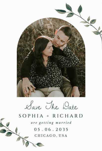Botanical Elegance Photo Save the Date Card with a Sophisticated and Natural Design