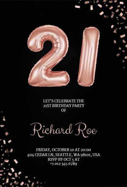 Elegant 21st Birthday Party Invitation with a Sophisticated and Stylish Design