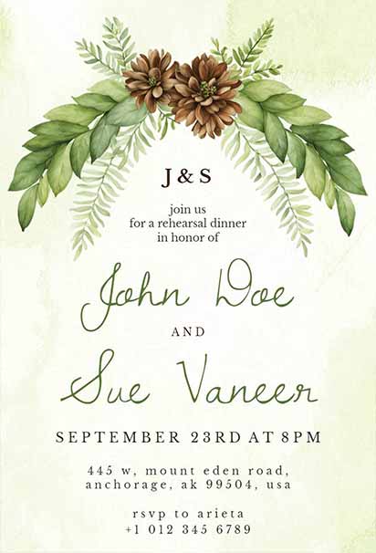 Elegant Rehearsal Dinner Design With Blooming Botanical Accents and Sophisticated Greenery Theme