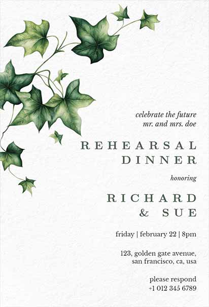 Elegant Rehearsal Dinner Design With Botanical Ivy Accents and Sophisticated Greenery Theme