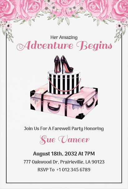 Elegant Farewell Invitation Design With Delicate Floral Patterns and a Sophisticated Layout