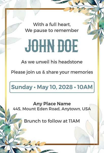 Graceful Funeral Invitation Design Featuring Delicate Floral Illustrations and a Refined Layout