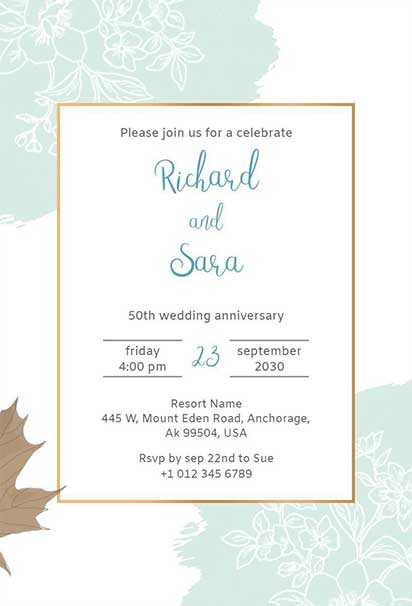 Elegant 50th Wedding Anniversary Invitation With Soft Pastel Colors and Delicate Floral Accents