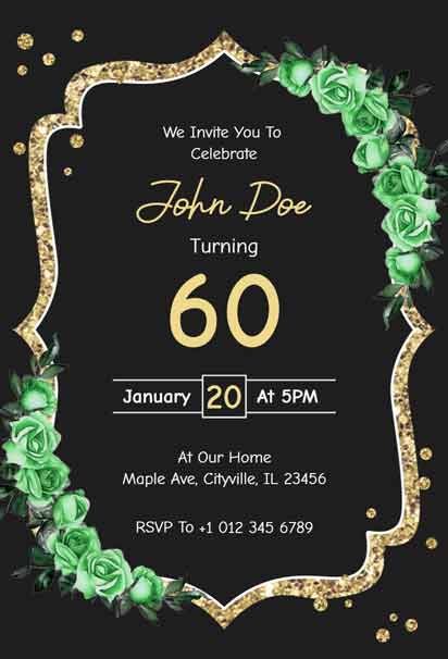 Emerald 60th Birthday Invitation with a Rich and Elegant Design
