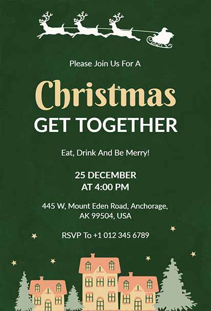 Joyful Get-Together Design With Christmas Decorations, Lights, and a Warm Holiday Atmosphere